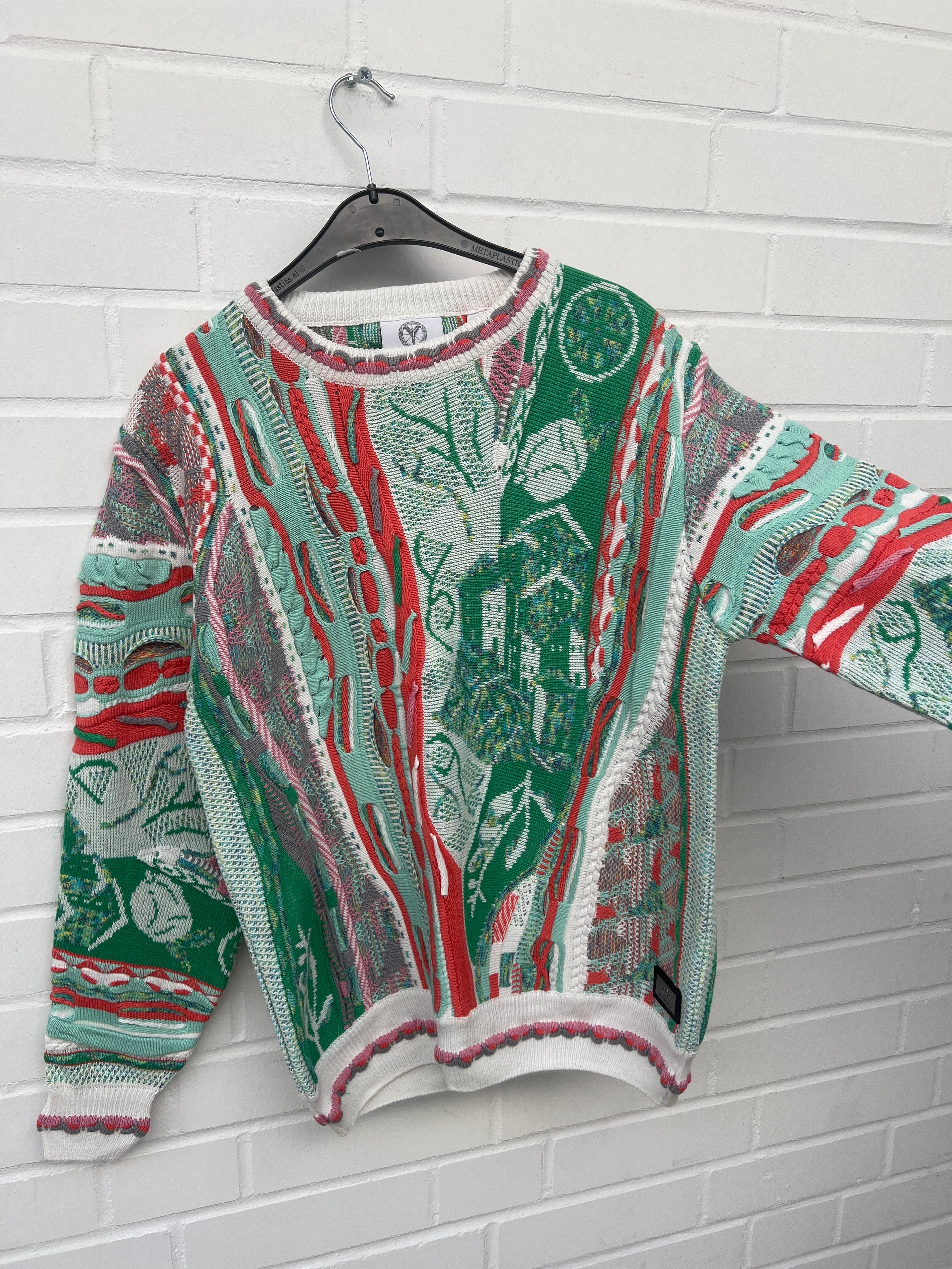 Carlo Colucci 3D Strickpullover Pullover grün bunt C12507 COL 471
