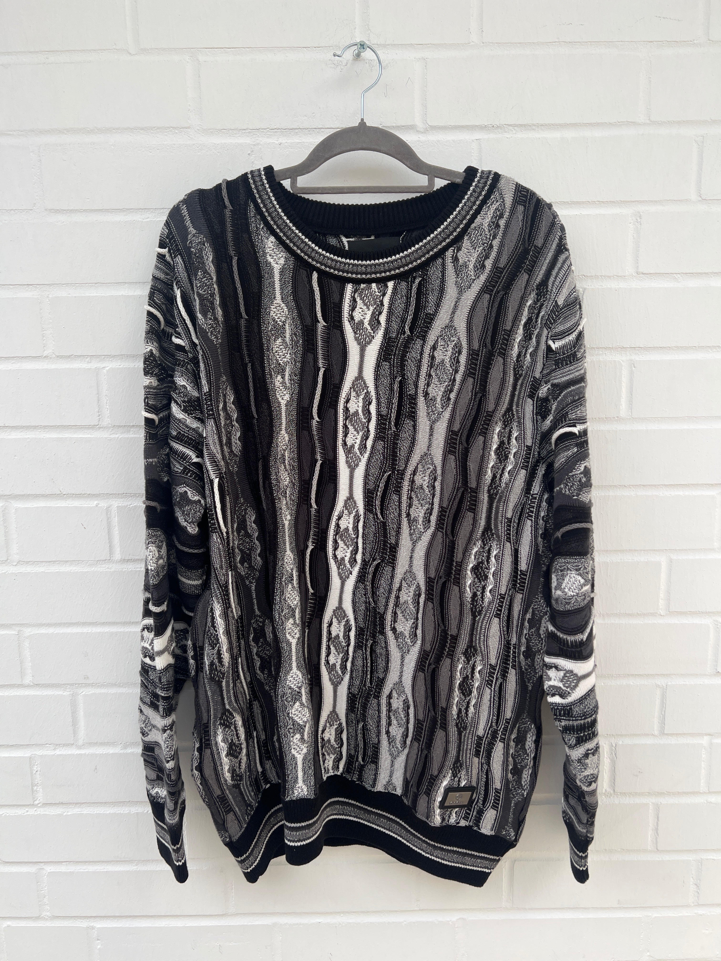 Carlo Colucci 3D Strickpullover Pullover schwarz weiß C9006 COL 201