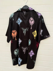 (98) CC Satin Hemd schwarz bunt