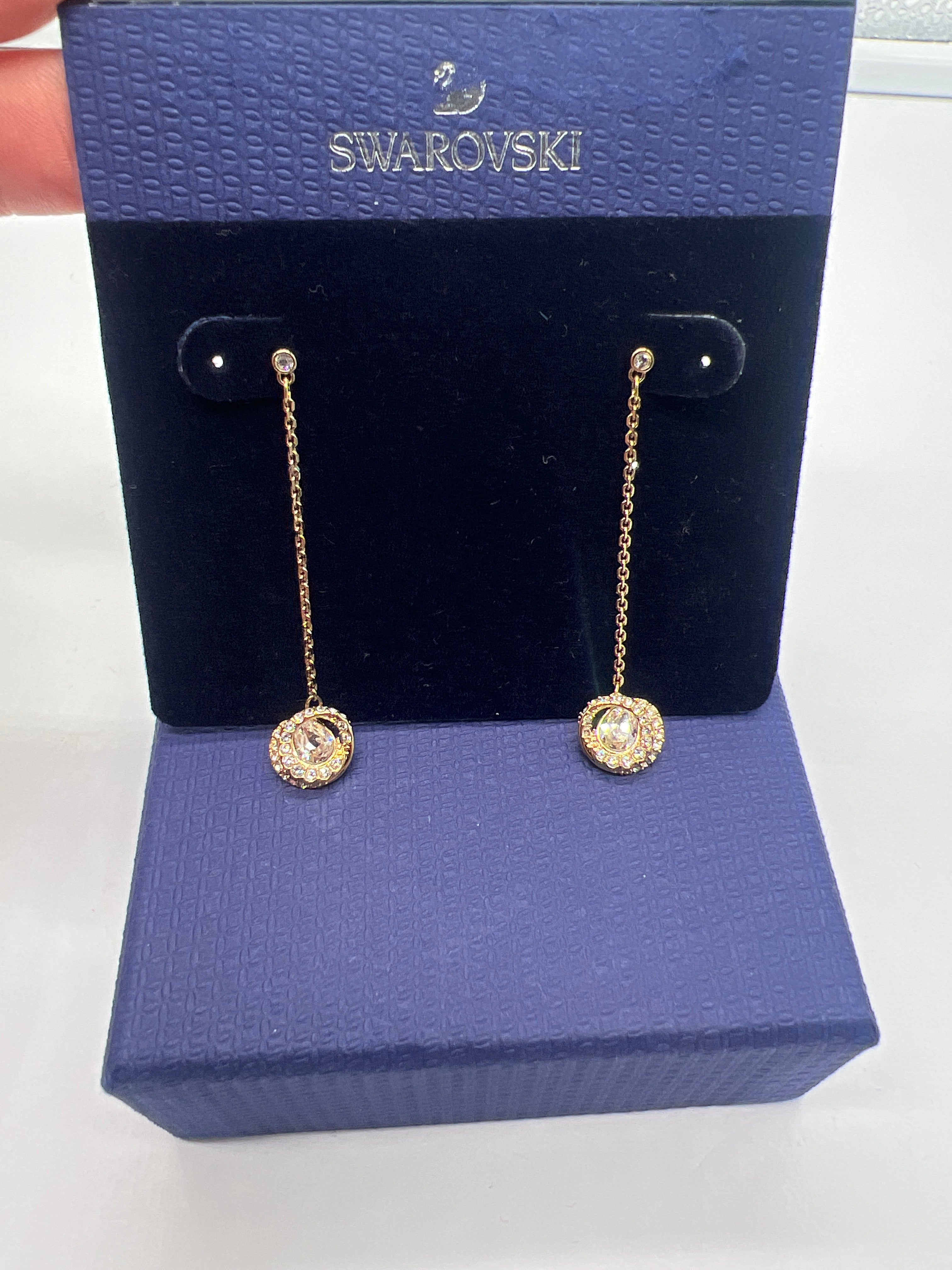 SWAROVSKI Ohringe Long White Goldtone