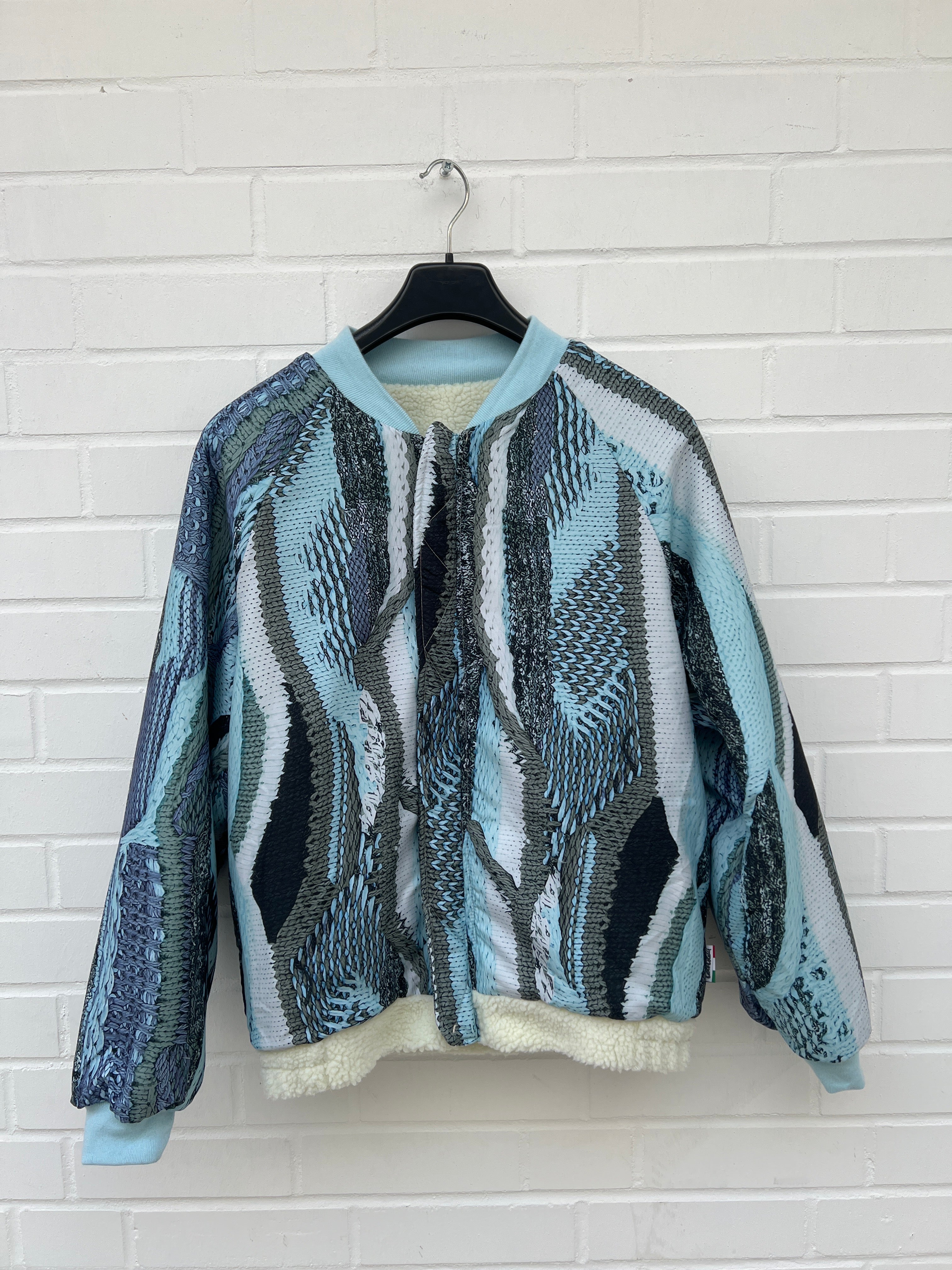 Carlo Colucci Teddy Bomberjacke Creme zweiseitig Wendejacke