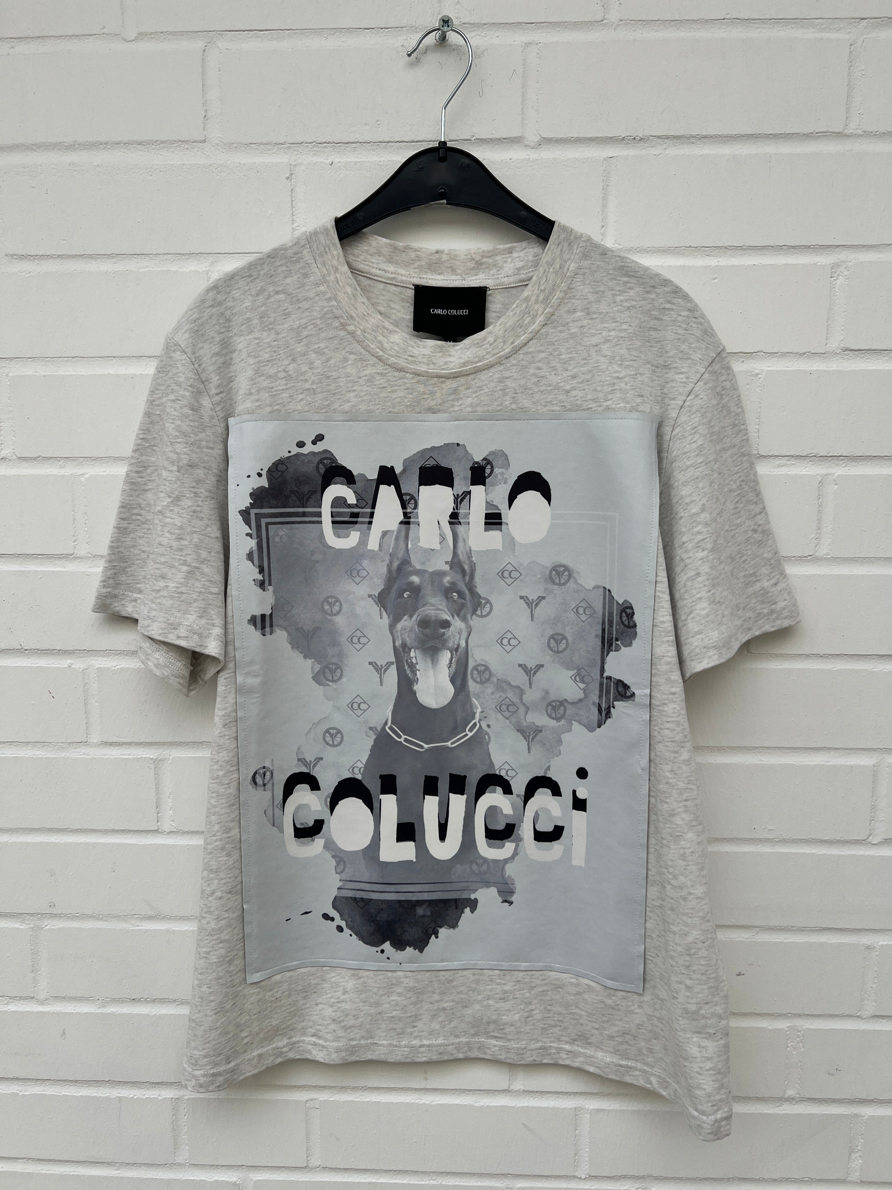 Carlo Colucci Tshirt Hund grau Premium Organic Cotton Comfort Fit