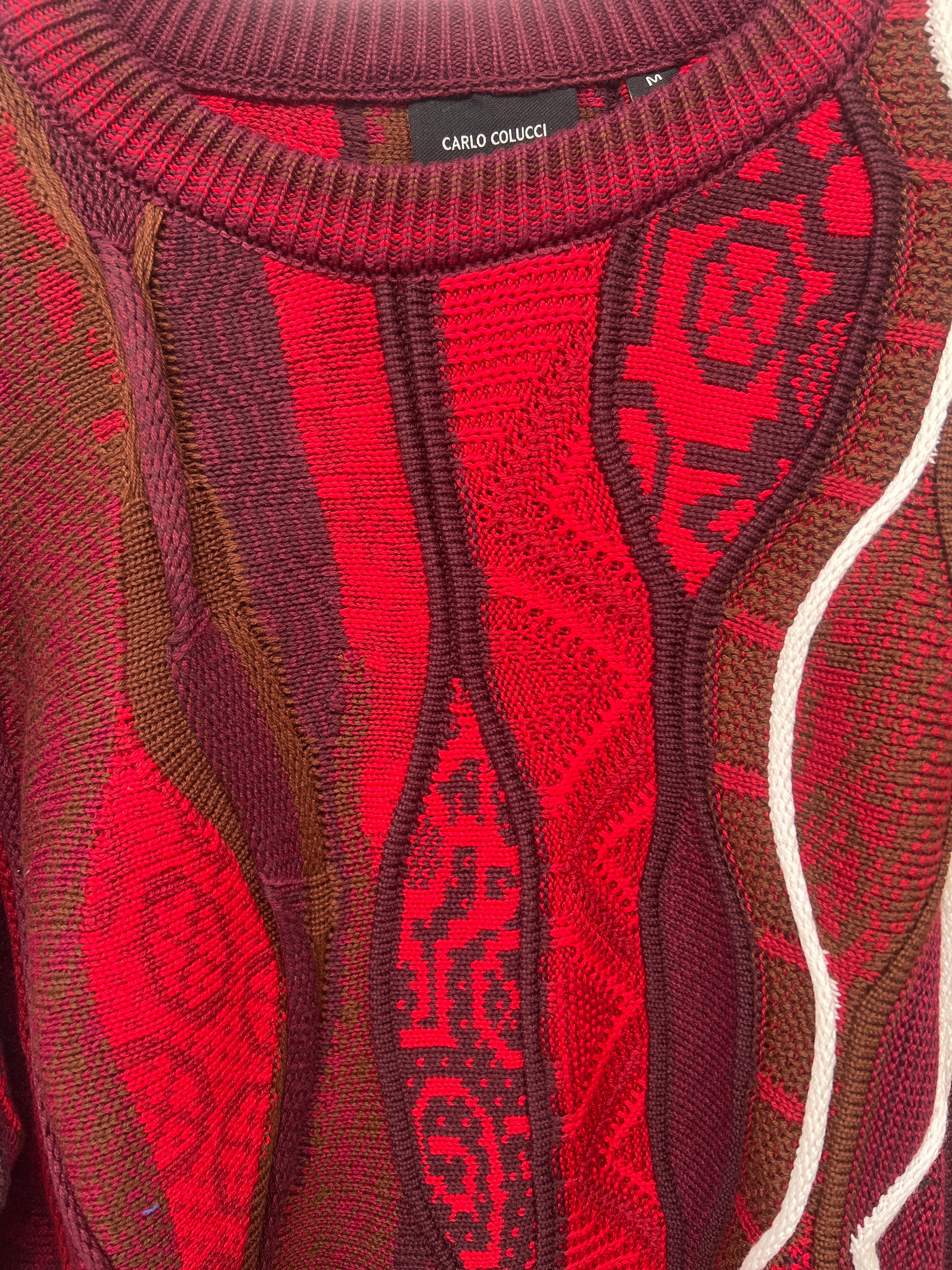 (102) Carlo Colucci 3D Strickpullover Pullover rot C13301 COL 30