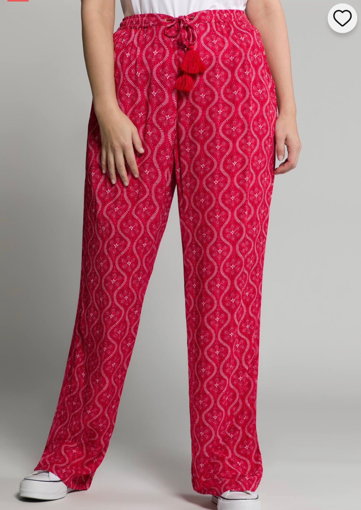 (U17) Ulla Popken Hose rot/weiß 807491 530
