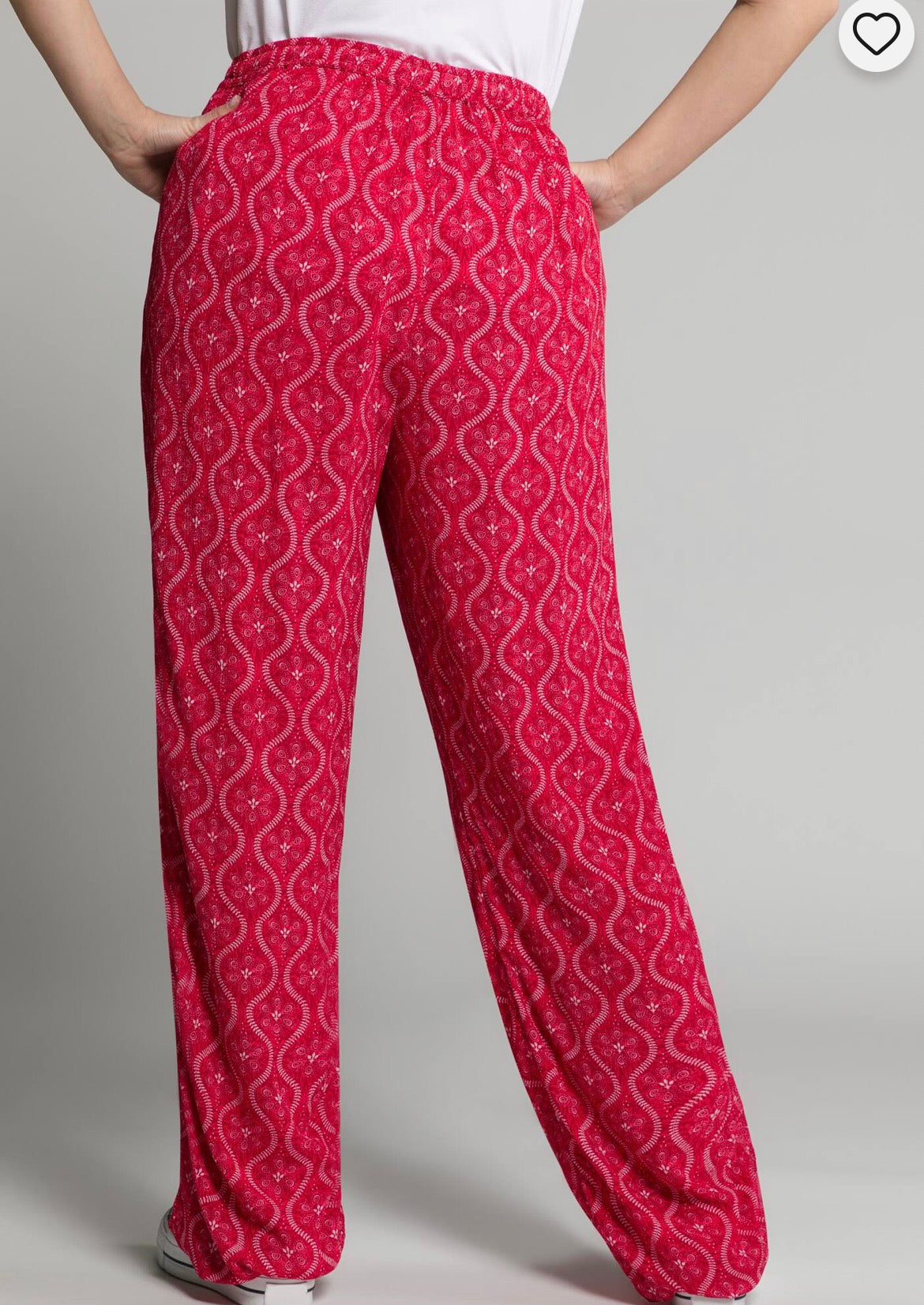 (U17) Ulla Popken Hose rot/weiß 807491 530