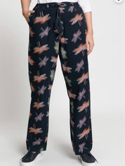 (U12) Ulla Popken Hose schwarz Libelle Muster 807189 130