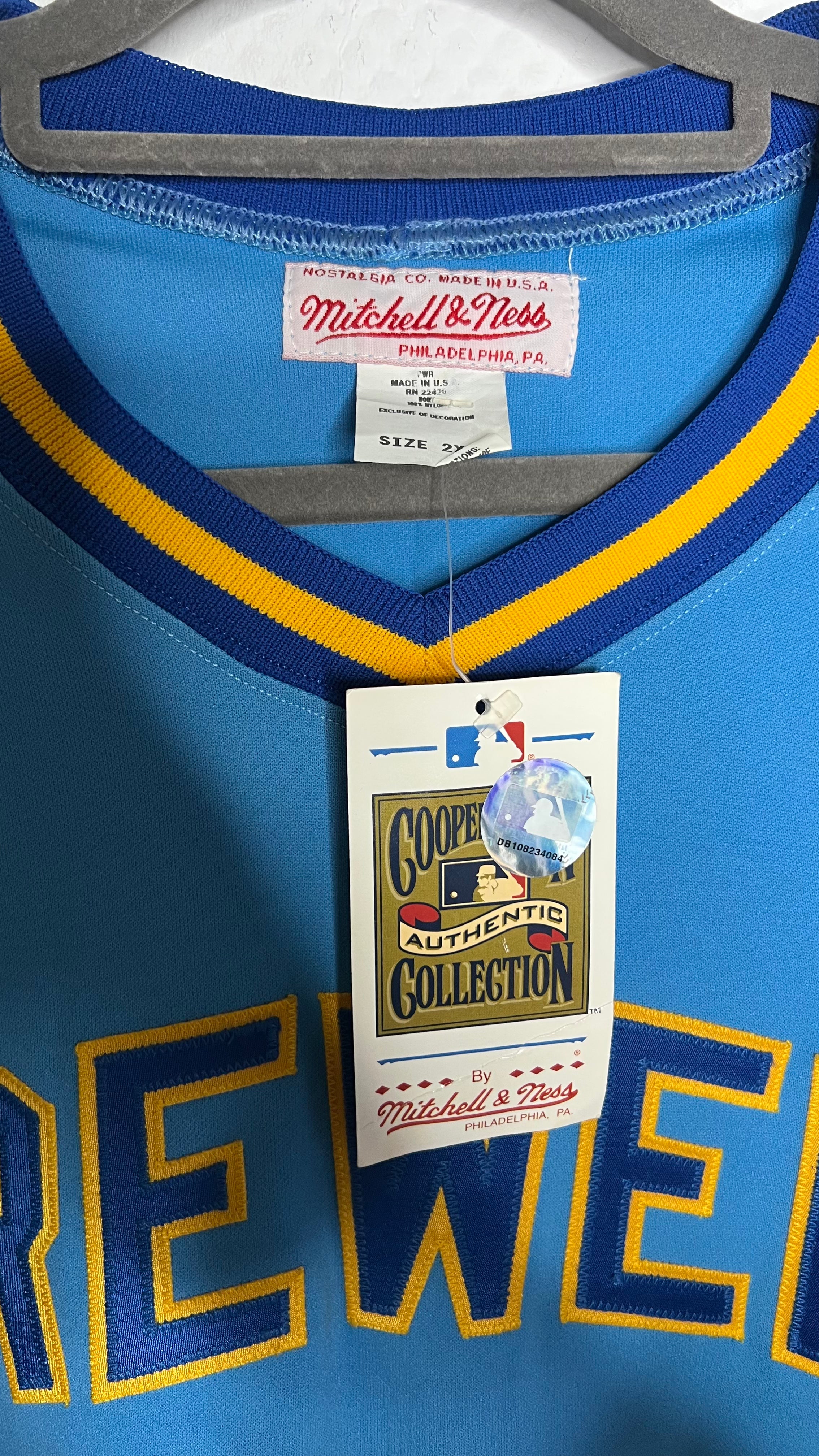 Vintage Mitchell & Ness Brewers 44 Shirt blau