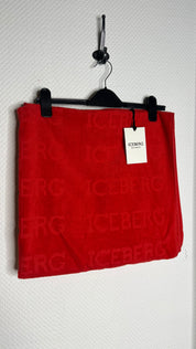Iceberg Strandhandtuch Logo Handtuch 100% Baumwolle Schwarz / Navy / Rot