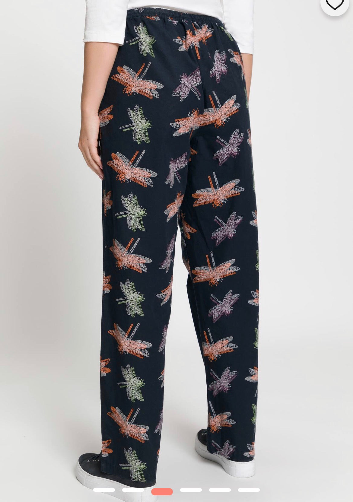 (U12) Ulla Popken Hose schwarz Libelle Muster 807189 130