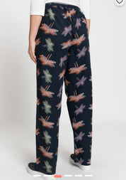 (U12) Ulla Popken Hose schwarz Libelle Muster 807189 130