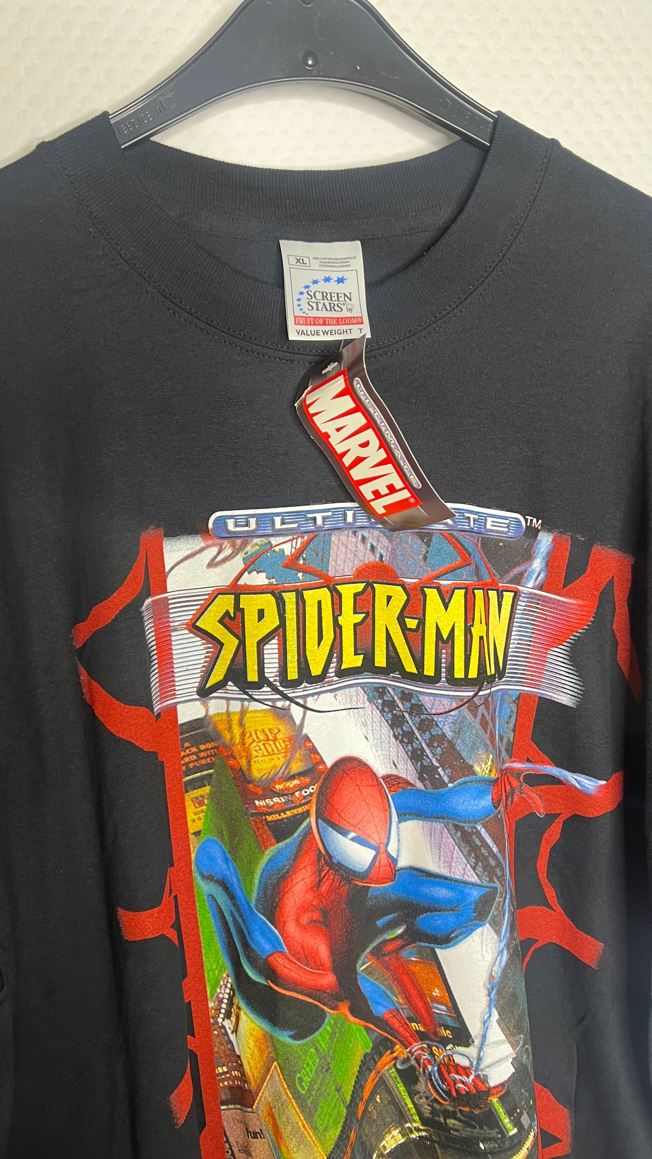 Ultimate Marvel 2001 Vintage Original Hang Tag Spiderman Gr. XL Screen Stars