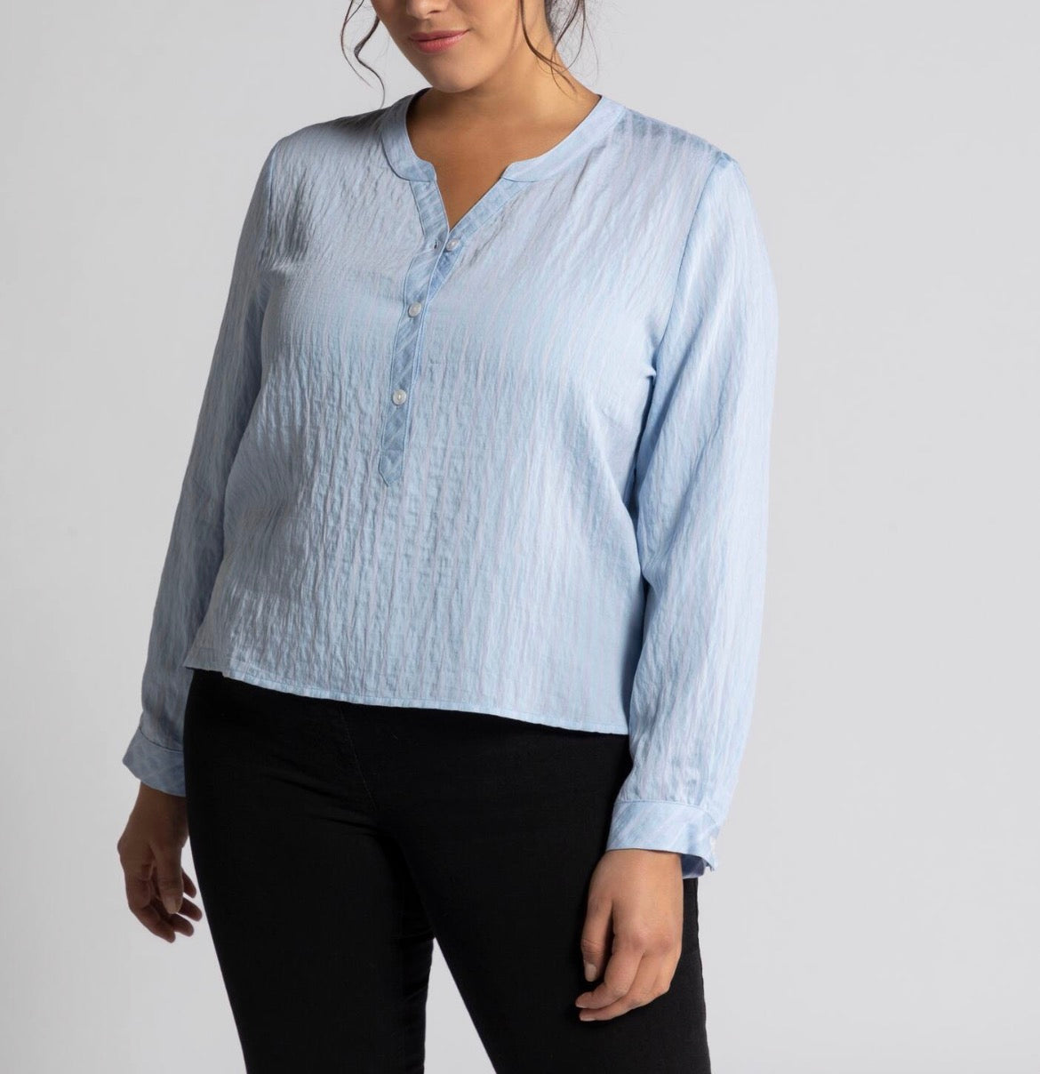 Ulla Popken Hemd Blau/Weiß 790044 700 (U25)