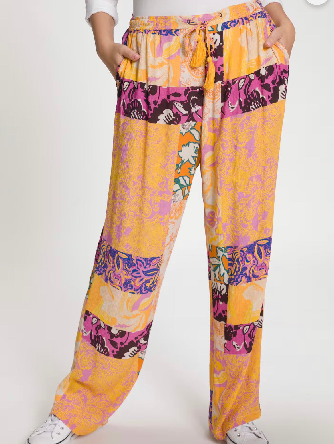 Ulla Popken Hose Gelb/Pink 809564 808 -U2-