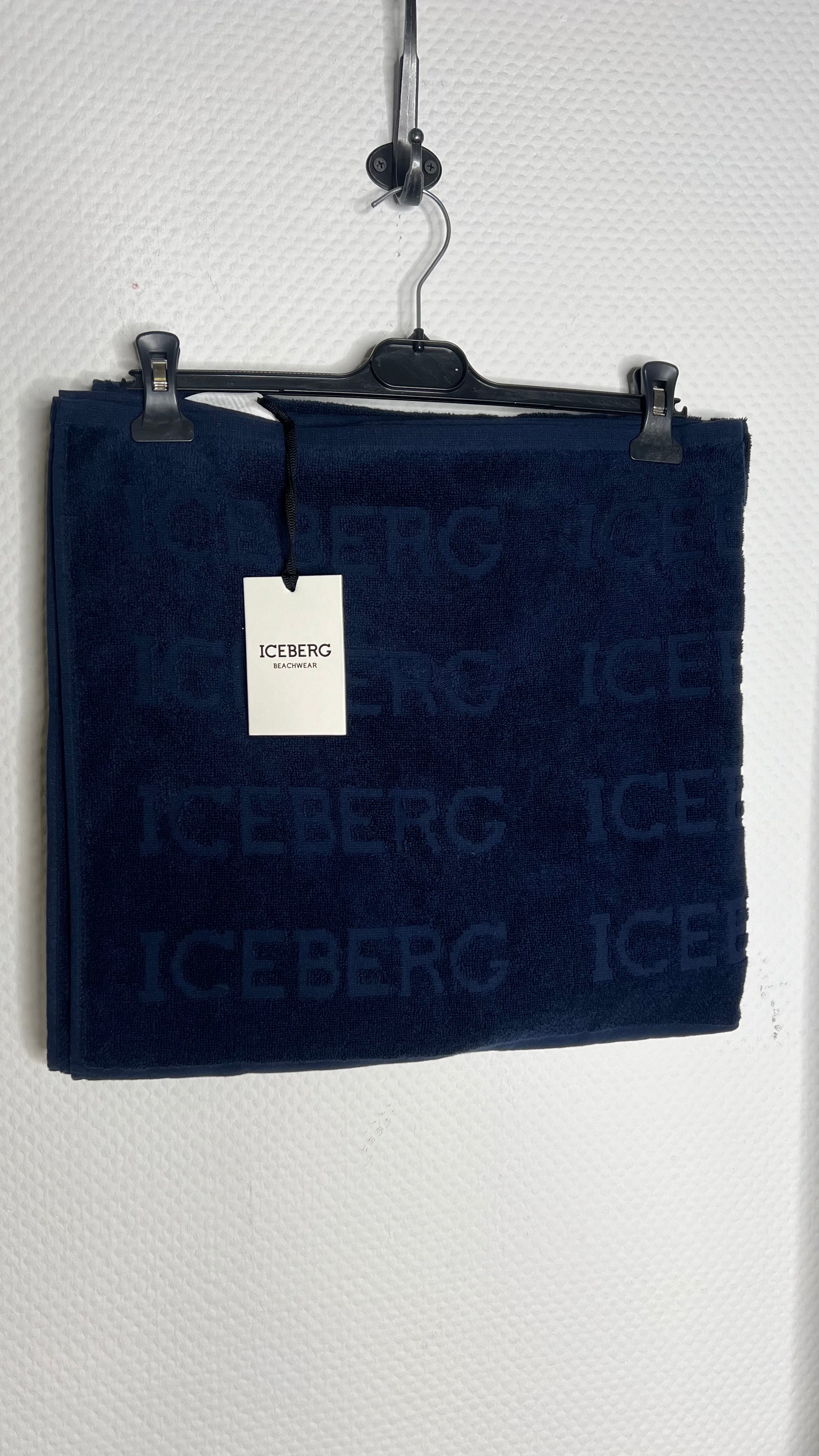 Iceberg Strandhandtuch Logo Handtuch 100% Baumwolle Schwarz / Navy / Rot