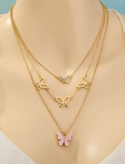 18k vergoldet Edelstahl Halskette gold 3in1 Set eine Halskette (10)
