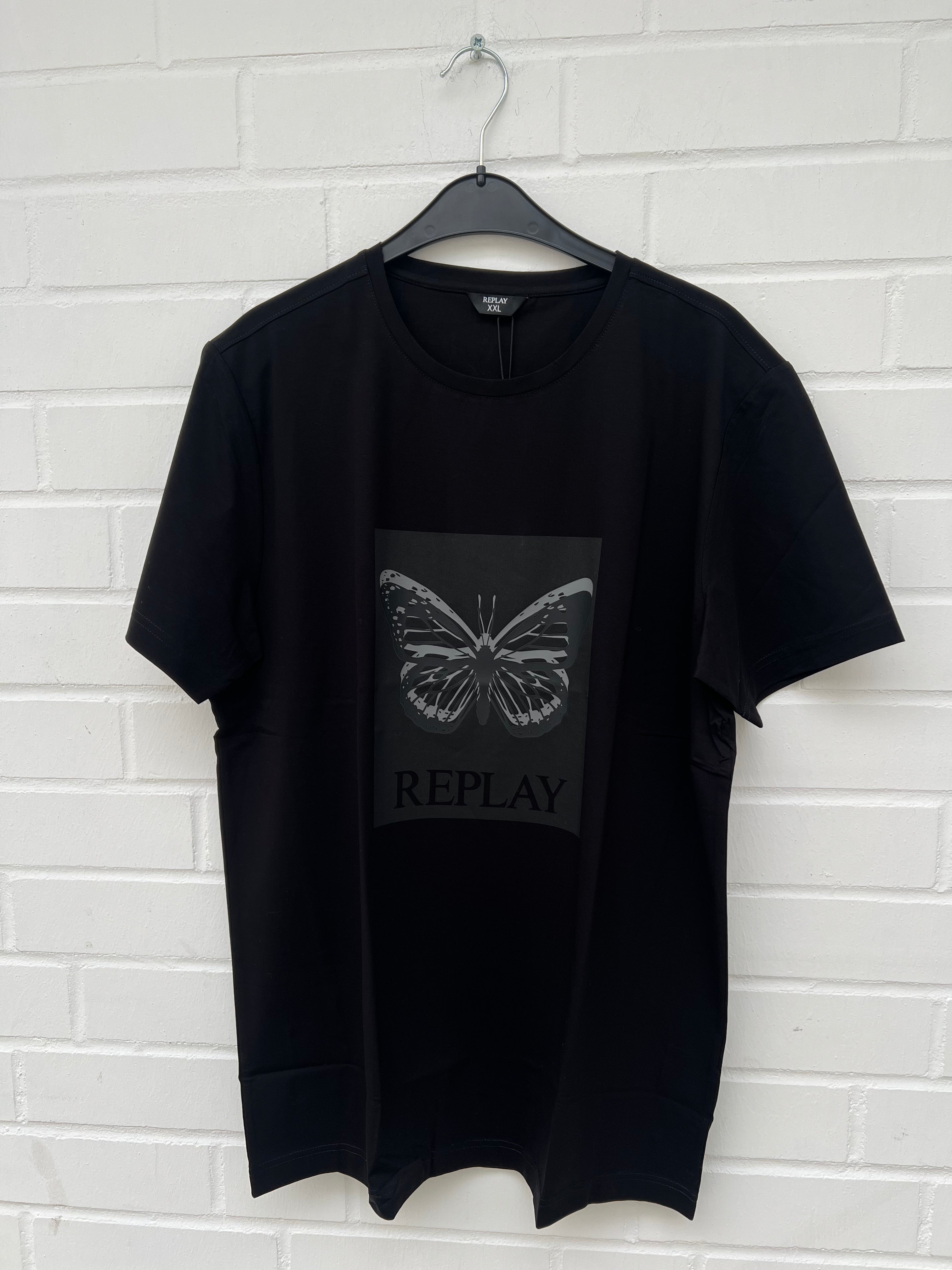 REPLAY Tshirt Butterfly Black GrXXL