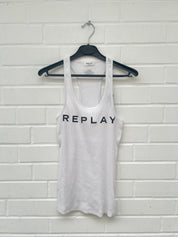REPLAY Tank Top weiß Logo GrXS