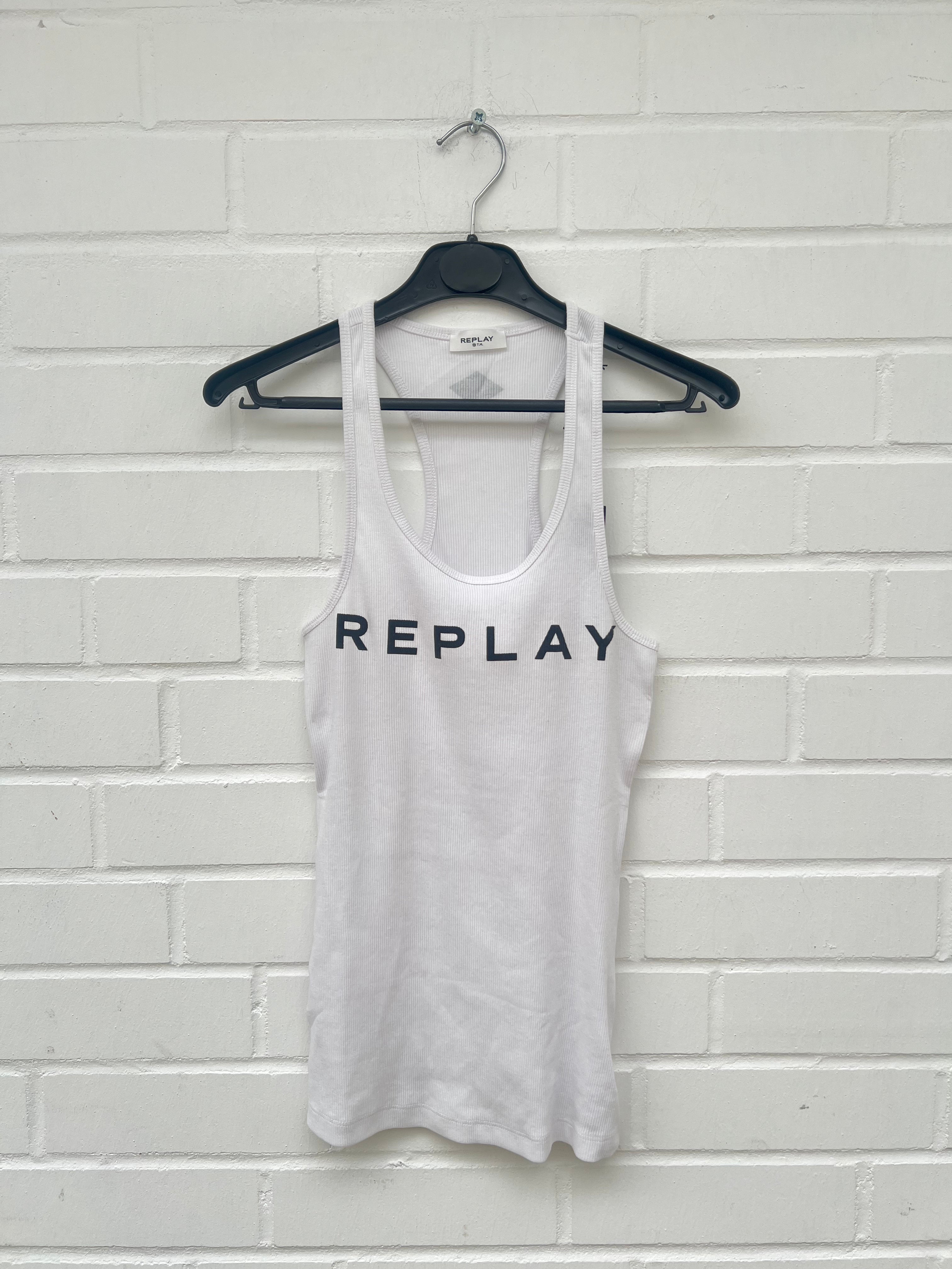 REPLAY Tank Top weiß Logo GrXS