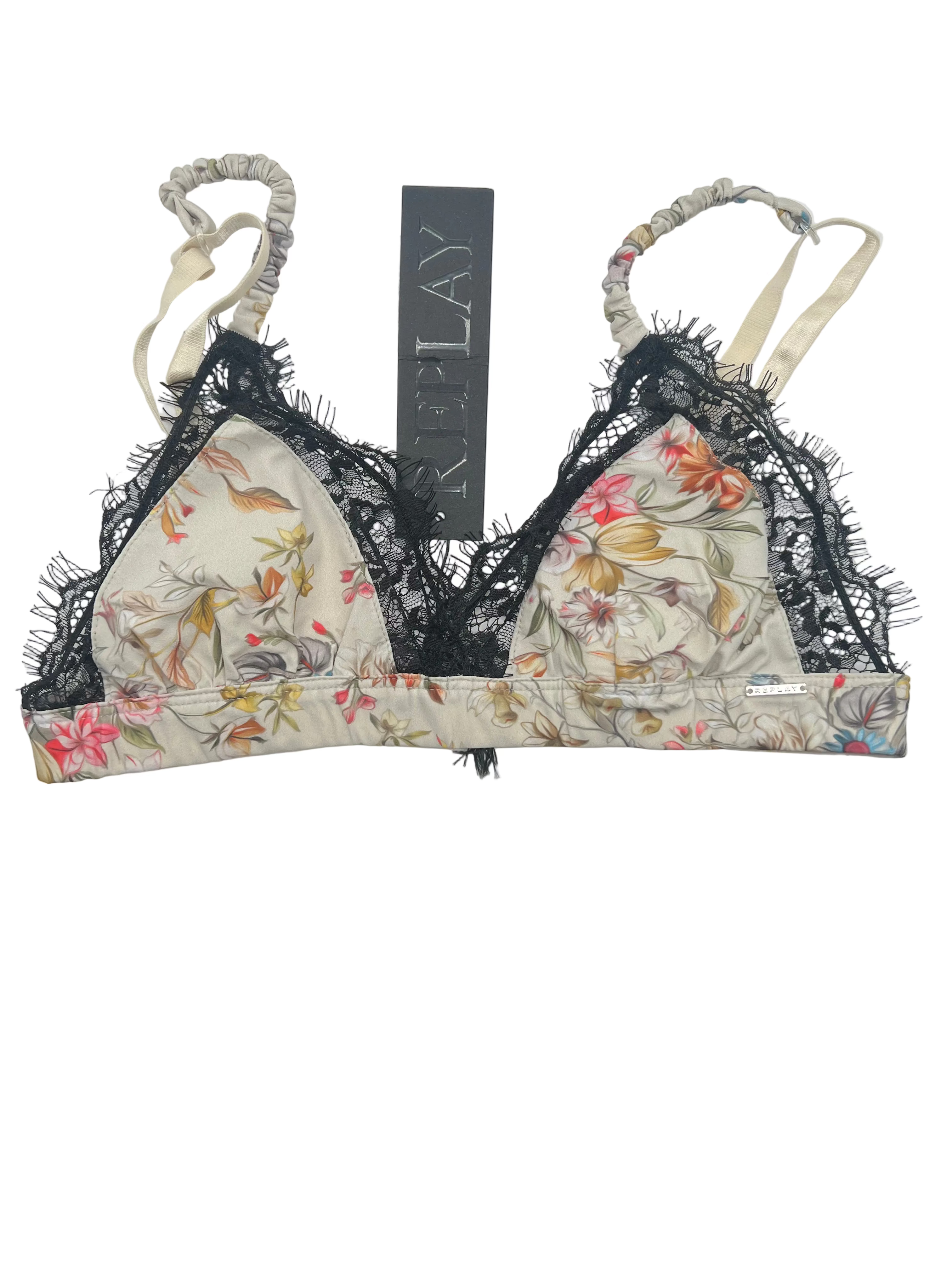 REPLAY Triangle Baralette mit Blumenmuster Spitze beige GrS
