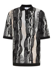 Carlo Colucci 3D Strick Poloshirt Oversize grau schwarz C10102 COL 201