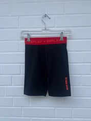 REPLAY Ladies Above Knee Leggings Black Red GrXS