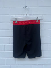REPLAY Ladies Above Knee Leggings Black Red GrXS