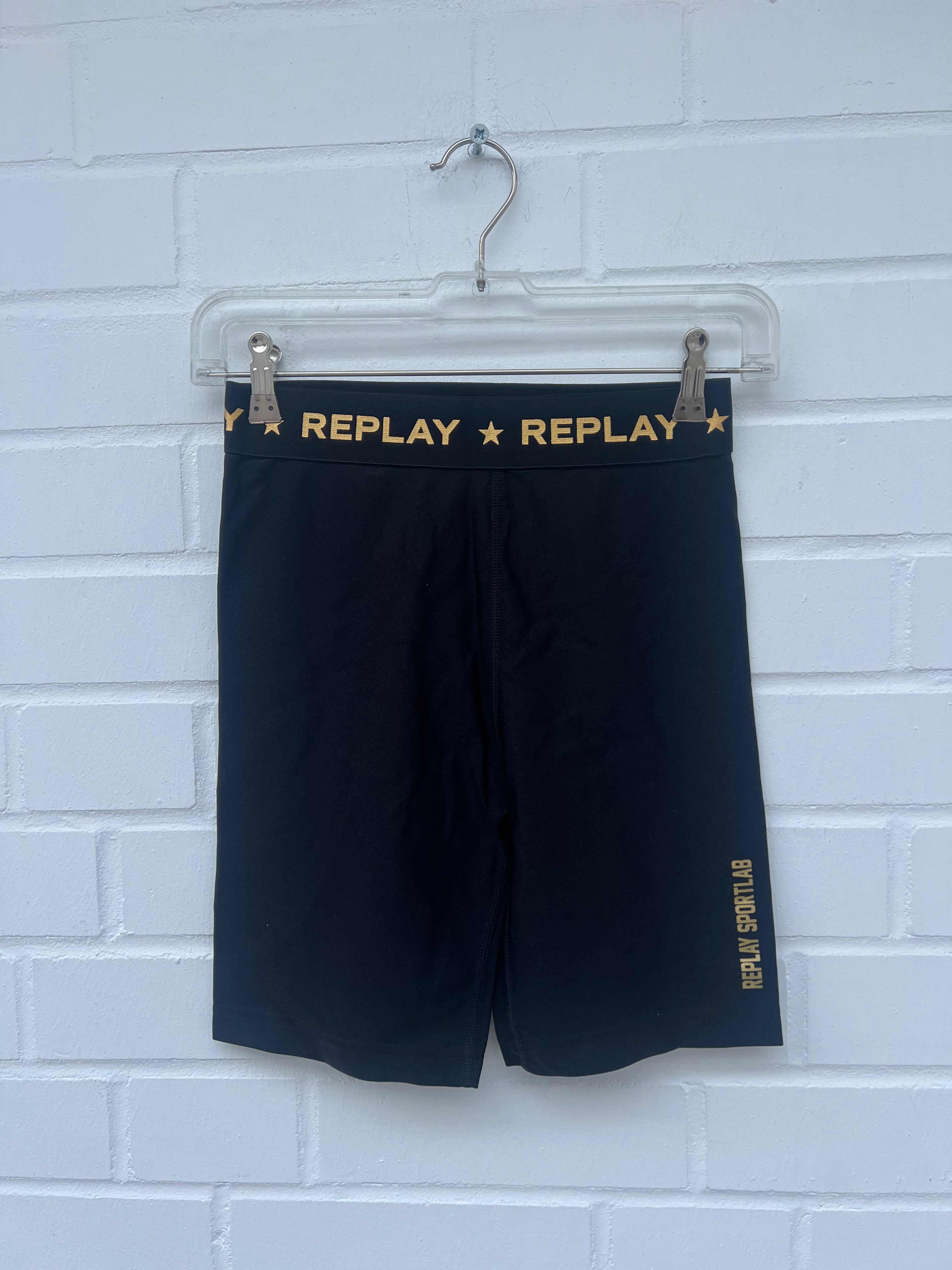 REPLAY Ladies Above Knee Leggings Black Gold Gr S
