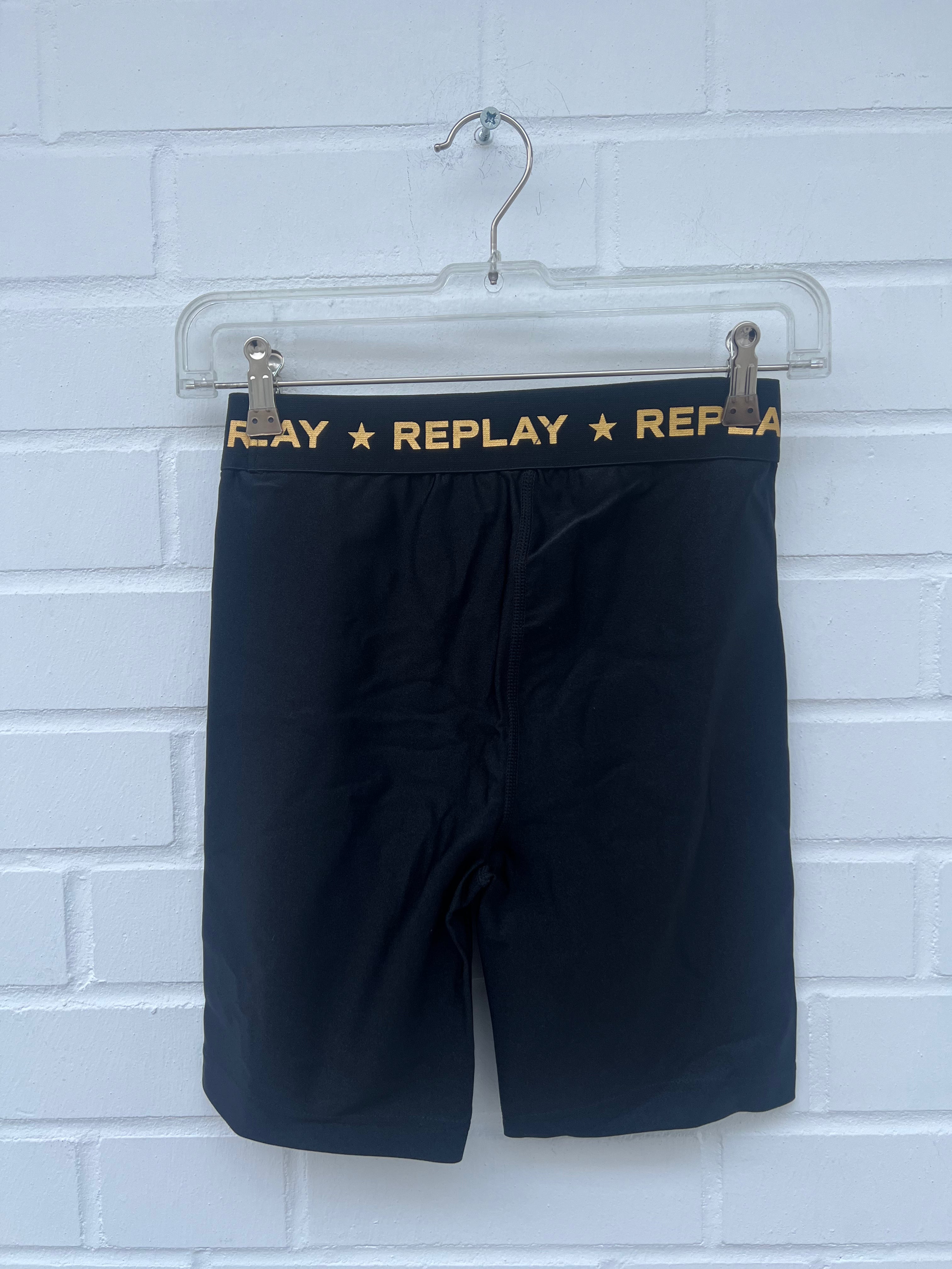 REPLAY Ladies Above Knee Leggings Black Gold Gr S