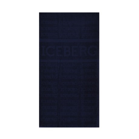 Iceberg Strandhandtuch Logo Handtuch 100% Baumwolle Schwarz / Navy / Rot