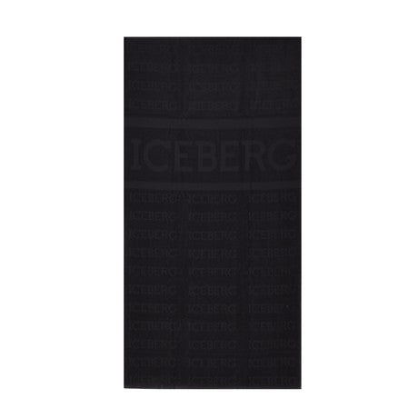 Iceberg Strandhandtuch Logo Handtuch 100% Baumwolle Schwarz / Navy / Rot