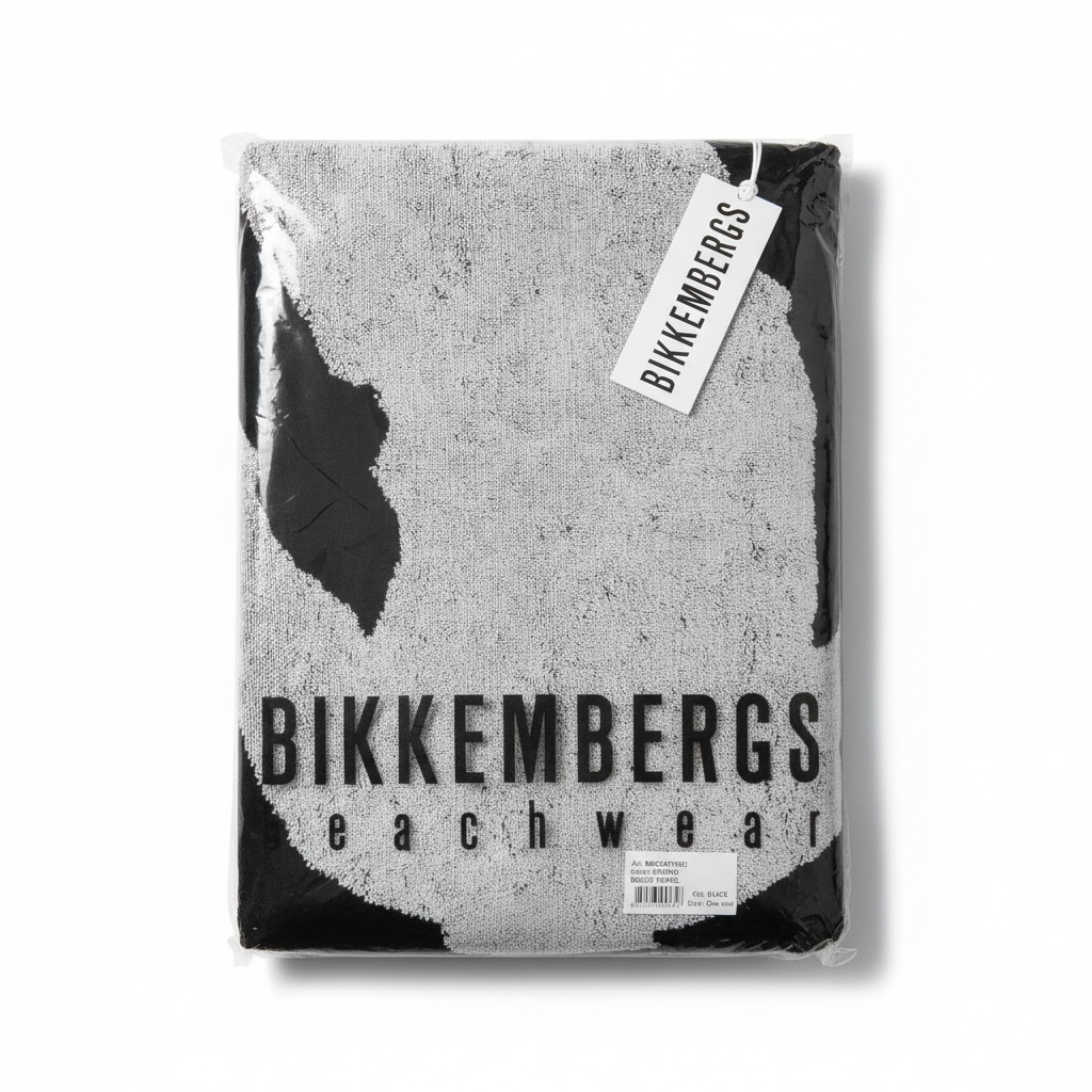 Bikkembergs Beachwear Strandhandtuch 100% Baumwolle Handtuch Schwarz / Weiß / Navy / Gelb