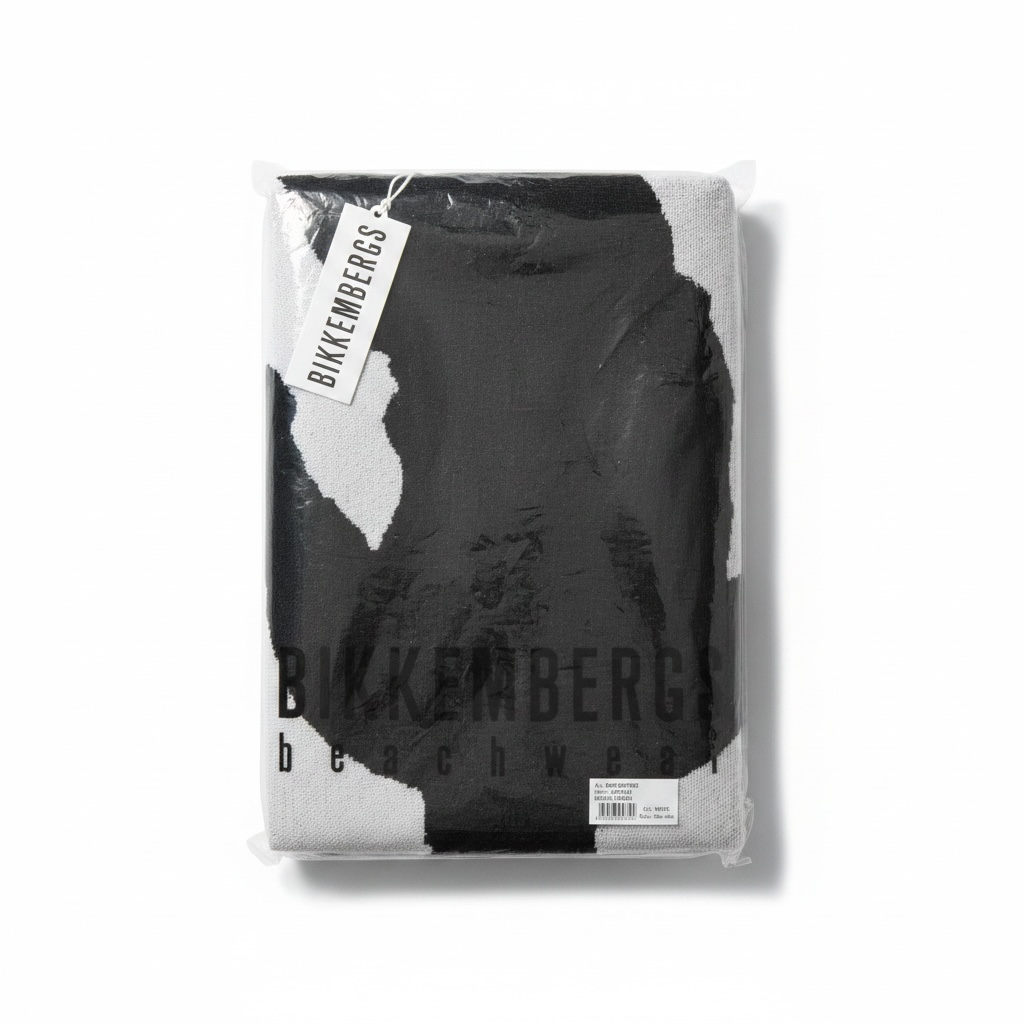 Bikkembergs Beachwear Strandhandtuch 100% Baumwolle Handtuch Schwarz / Weiß / Navy / Gelb