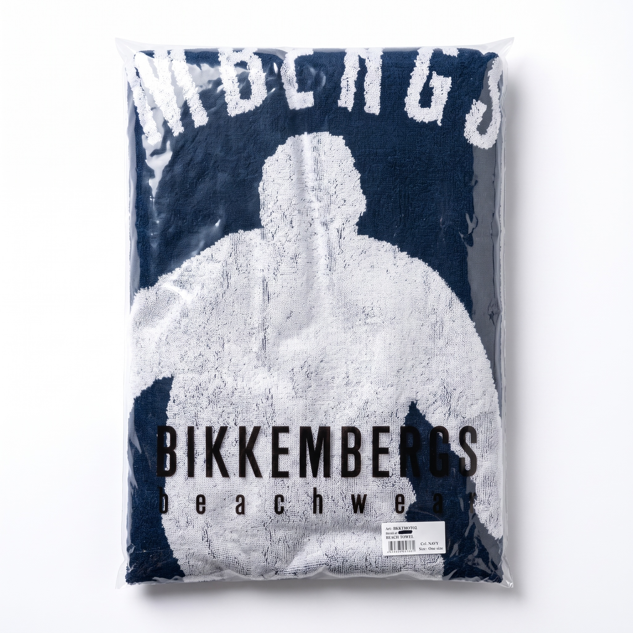 Bikkembergs Beachwear Strandhandtuch 100% Baumwolle Handtuch Schwarz / Weiß / Navy / Gelb