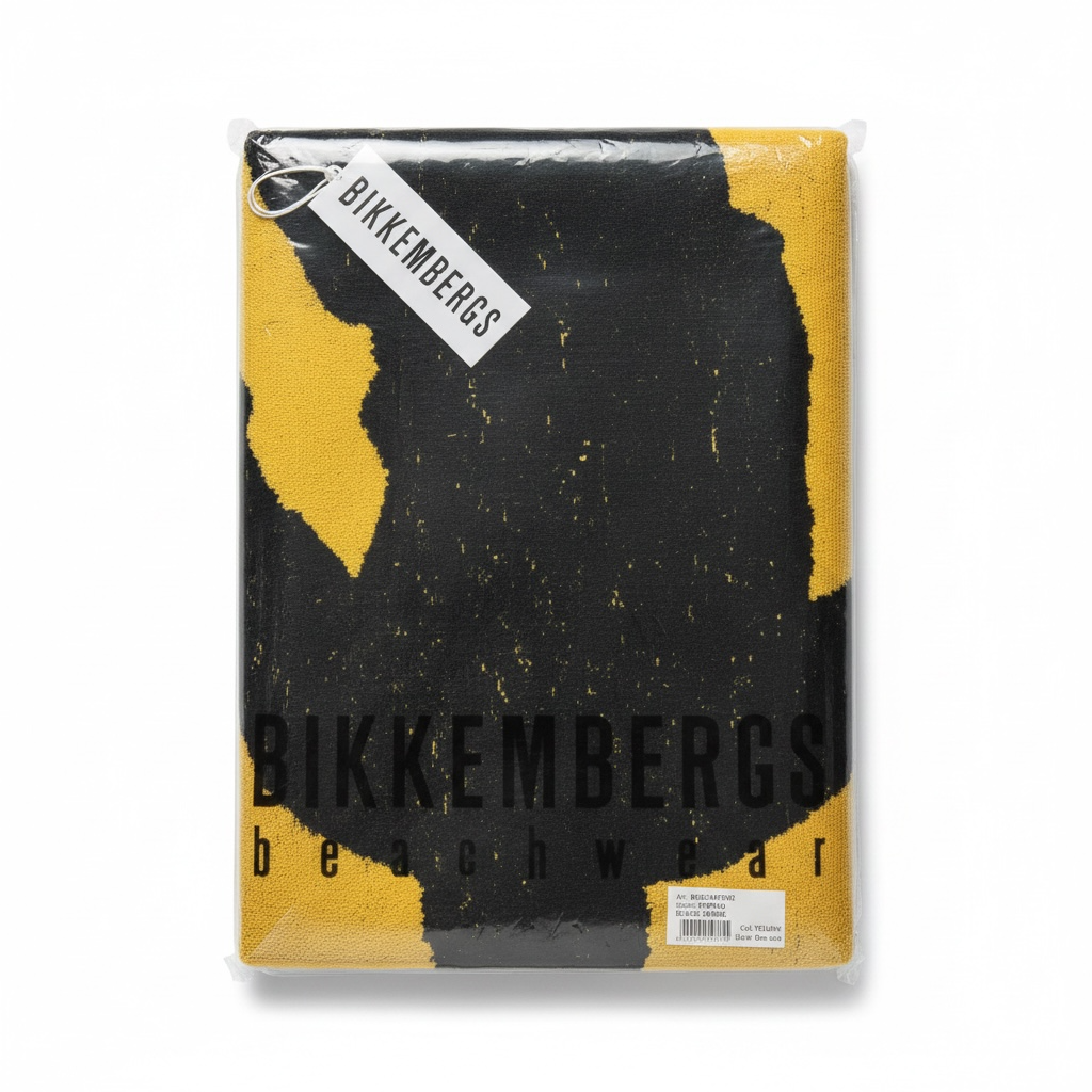 Bikkembergs Beachwear Strandhandtuch 100% Baumwolle Handtuch Schwarz / Weiß / Navy / Gelb