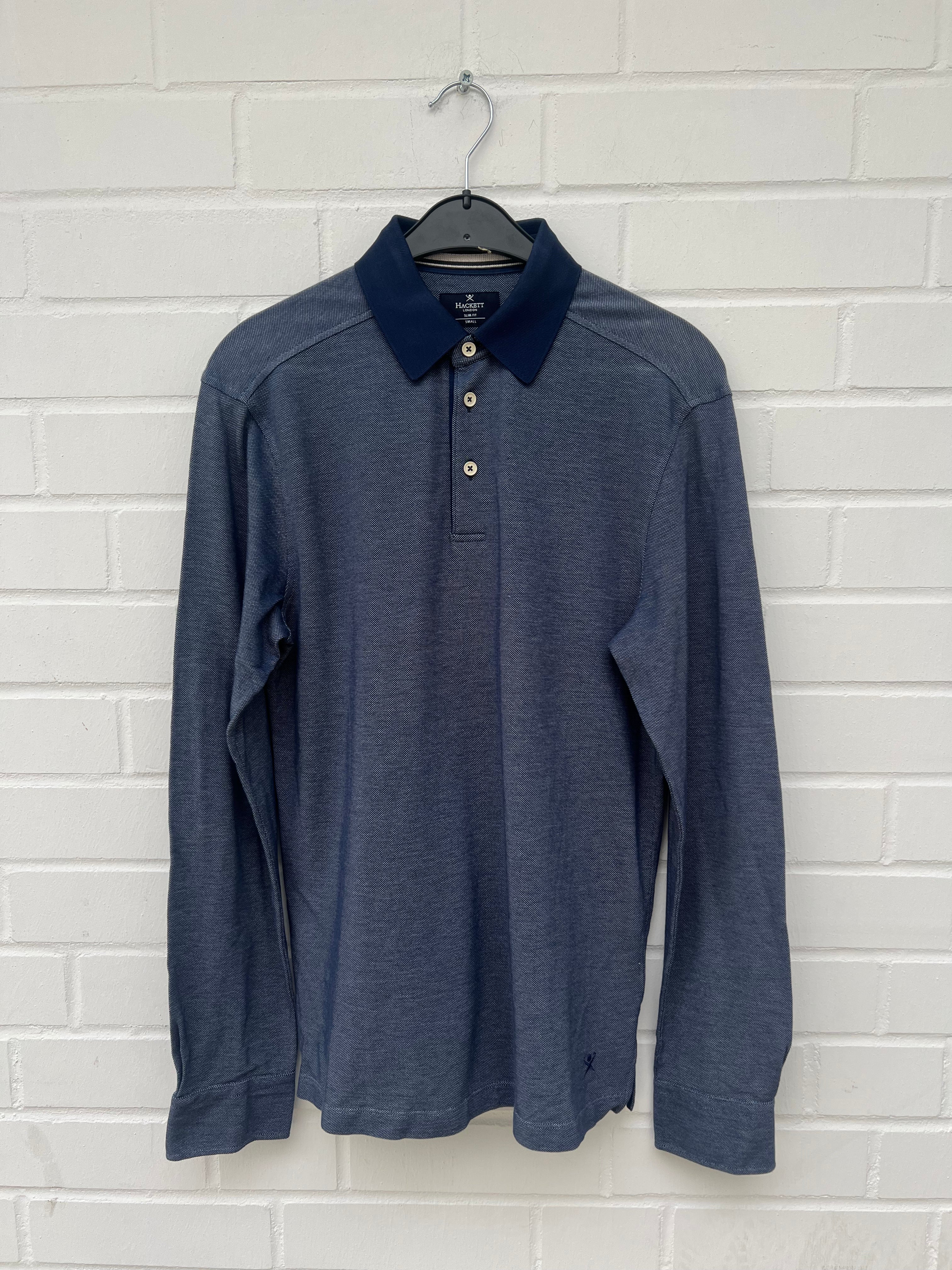 HACKETT LONDON Poloshirt Long Sleeve Slim Fit blau 100% Cotton Silk lemon