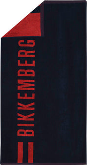 Bikkembergs Beachwear Strandhandtuch Logo 100% Baumwolle Rot / Weiß / Navy
