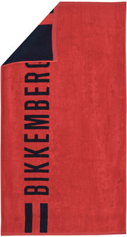Bikkembergs Beachwear Strandhandtuch Logo 100% Baumwolle Rot / Weiß / Navy