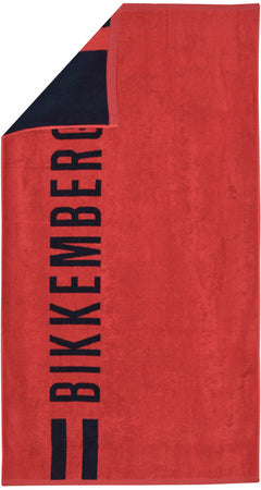 Bikkembergs Beachwear Strandhandtuch Logo 100% Baumwolle Rot / Weiß / Navy