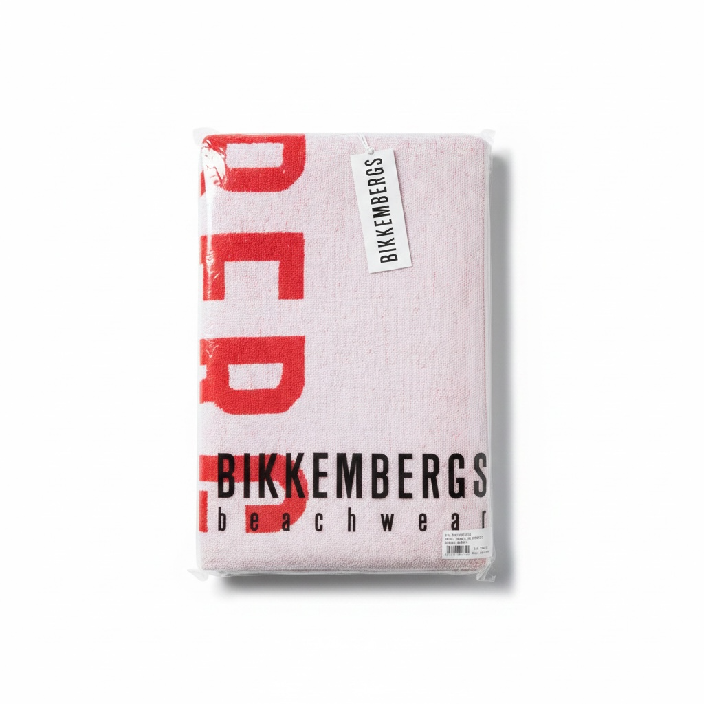Bikkembergs Beachwear Strandhandtuch Logo 100% Baumwolle Rot / Weiß / Navy