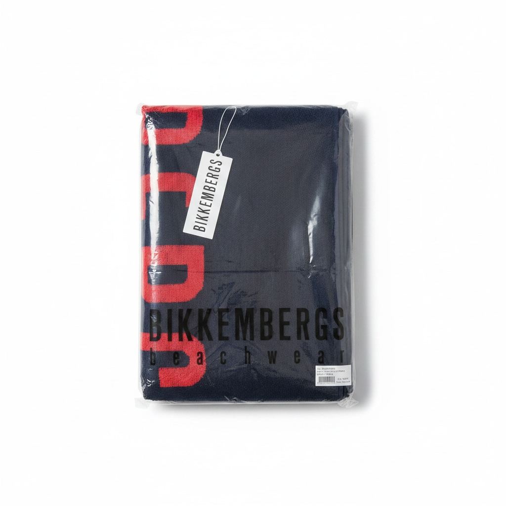 Bikkembergs Beachwear Strandhandtuch Logo 100% Baumwolle Rot / Weiß / Navy