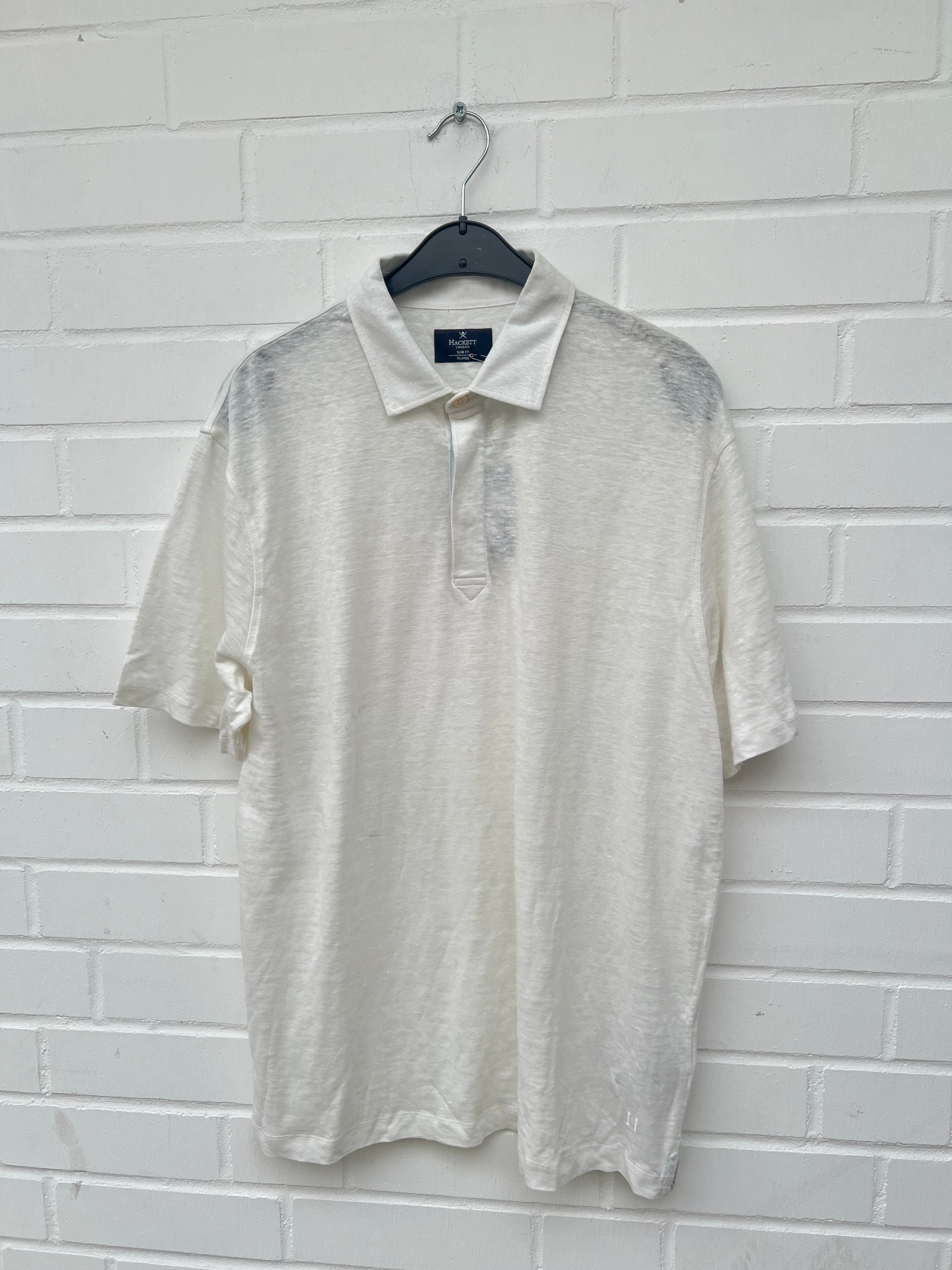 HACKETT LONDON Poloshirt Slim Fit 100% Leinen weiß GrXL
