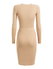 GUESS Pullover Kleid Knöpfen Beige