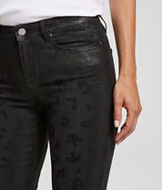 KARL LAGERFELD Leopard Print Skinny Denim Jeans grau schwarz