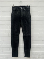 KARL LAGERFELD Leopard Print Skinny Denim Jeans grau schwarz