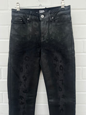KARL LAGERFELD Leopard Print Skinny Denim Jeans grau schwarz