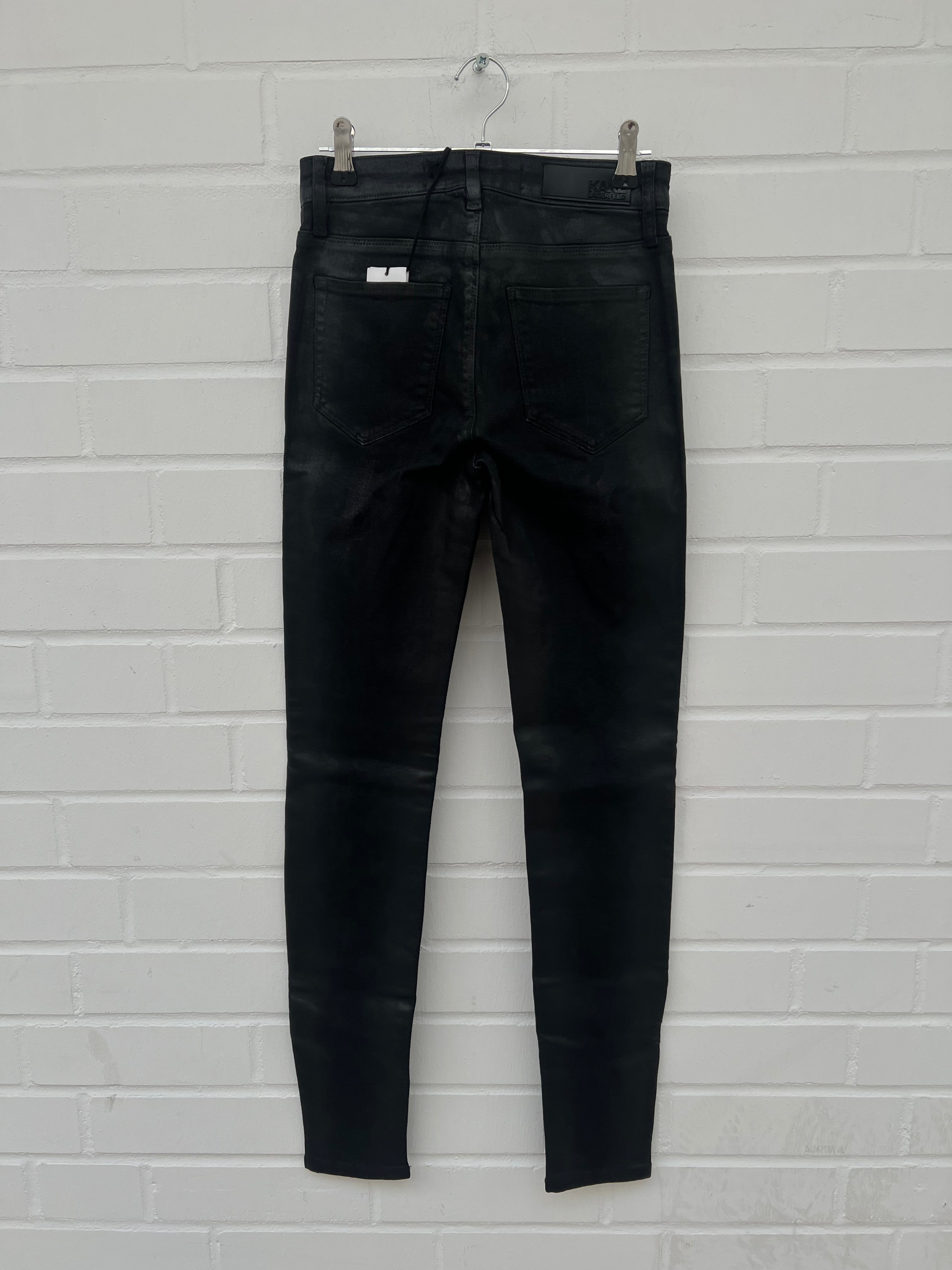 KARL LAGERFELD Leopard Print Skinny Denim Jeans grau schwarz