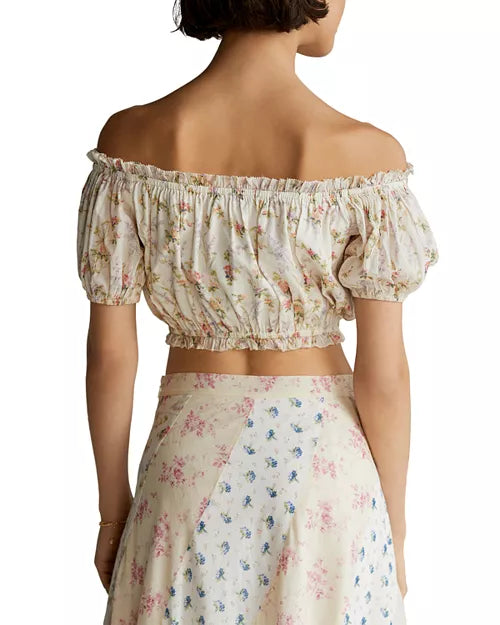 RALPH LAUREN Off Shoulder Top Blumen GrM