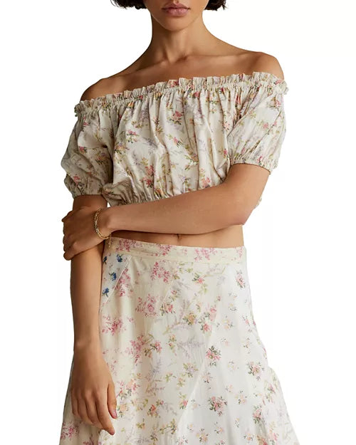 RALPH LAUREN Off Shoulder Top Blumen GrM