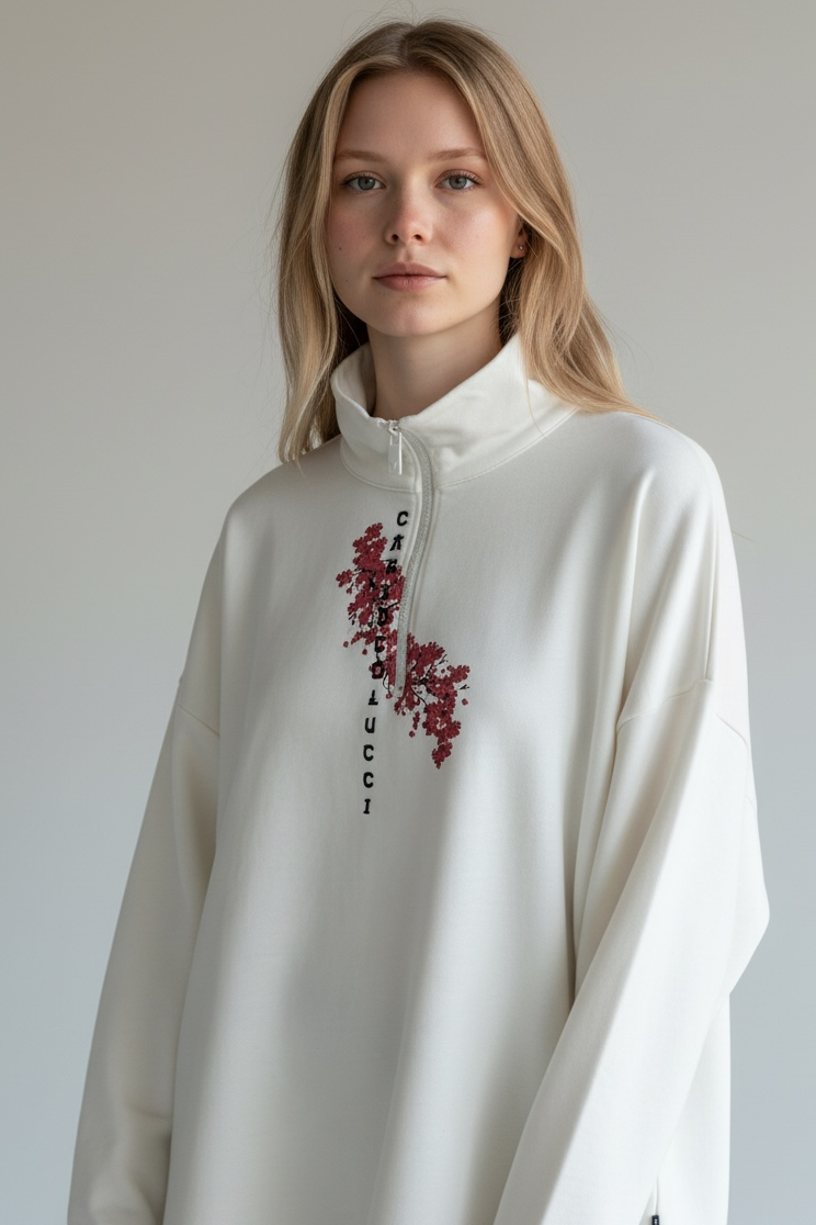 Carlo Colucci Unisex Sweatshirt weißmuster Gr.L