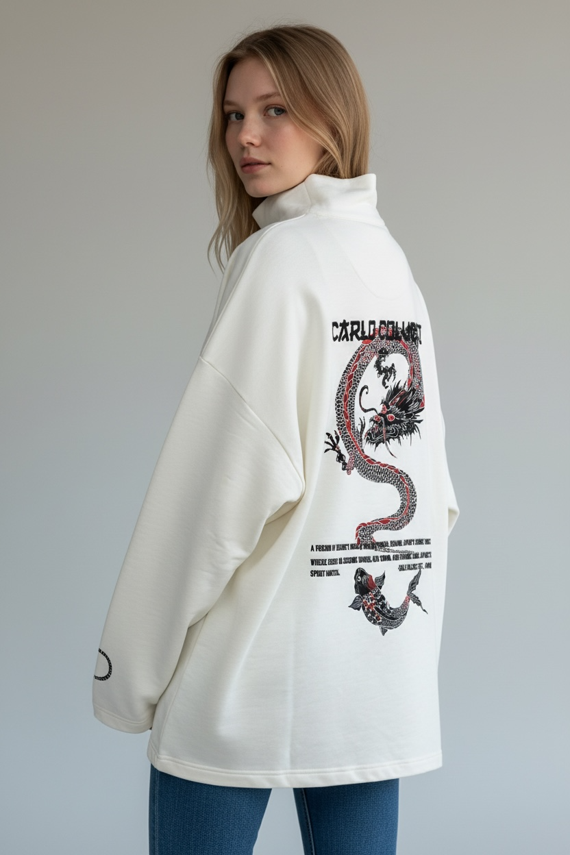 Carlo Colucci Unisex Sweatshirt weißmuster Gr.L